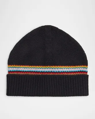 Paul Smith Men & apos;s Lambswool Signature Block Stripe Beanie Hat