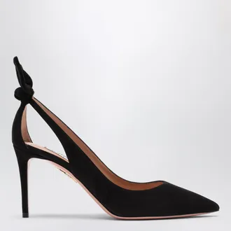 Aquazzura D&eacute;collet&eacute; Deneuve nero in pelle scamosciata