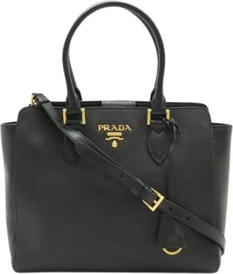 Prada Pre-owned Saffiano Schoudertas - Dames - Vintage Handtas - Zwart - ONE Size - Leer - Vintage
