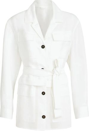 Brunello Cucinelli belted pocket jacket - White