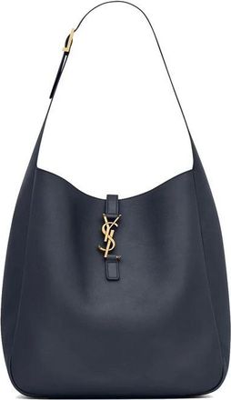 Saint Laurent Grote YSL Schouder Hobo Tas - Dames - Schoudertassen - Zwart - ONE Size - Leer - Tassen