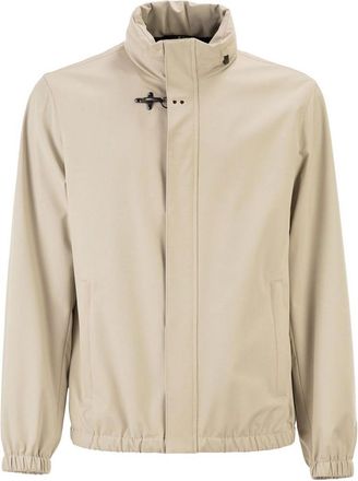 Fay Jacket In Cream Cotton With Stand-Up Collar