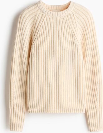 H&M Pullover in Rippstrick - Beige