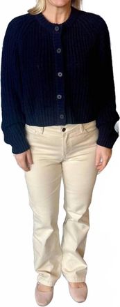 Oui Rib Knitted Jacket In Dark Blue