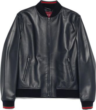 Gucci Jack met geribbelde manchetten en rits - Blauw