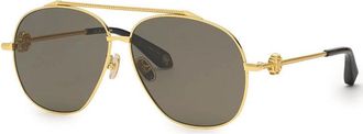 Roberto Cavalli Sunglasses Aviator Full Rim, Yellow Gold Frame And Grey Lens Src008V400P