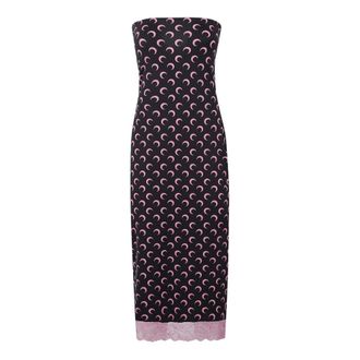 Marine Serre Moon Printed Sleeveless Tube Midi Dress