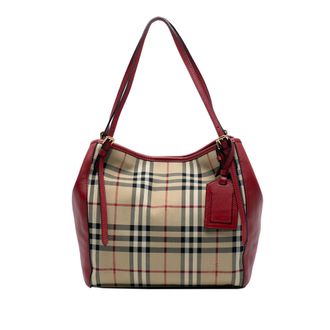 Burberry Tweedje Klein Haymarket Check Canvas en Leer Canterbury Tote