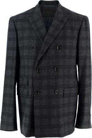 Pretty Green Charcoal Double Breasted Checked Blazer Size L