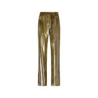 Roberto Cavalli Wide Trousers, female, Yellow, Size: 2XS Velvet Long Pants
