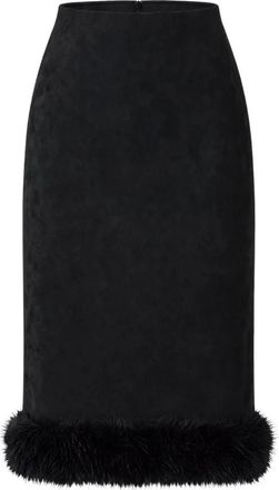 Access Fashion Access Fashion - Midi-rok met imitatiebont aan de zoom - Dames - Rokken - Zwart - Maat: 3XL Spandex