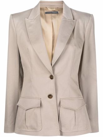 Alberta Ferretti single-breasted blazer - women - Acetate/Cupro/Cotton/Spandex/Elastane - 40 - Neutrals
