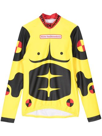 Walter Van Beirendonck Dummy-print long-sleeve cycling top - Yellow