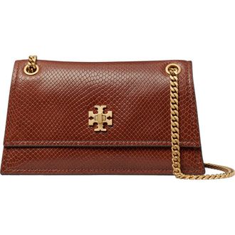 Tory Burch Kira Snake Embossed Leather Shoulder Bag in Sweet Maple at Nordstrom