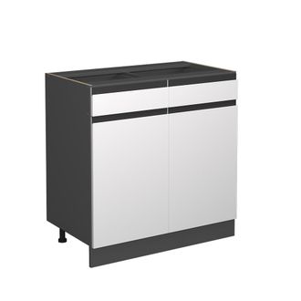Vicco Mueble Bajo De Cocina R-line, Blanco, 80 Cm En Forma De J, Sin Encimera