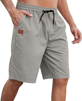 Generic Mens Shorts Mens Casual Sports Short, Mens Summer Cotton Shorts, Mens Elastic Waist Drawstring Gym Short, Breathable Stretch Chino for Fitness Jogger 