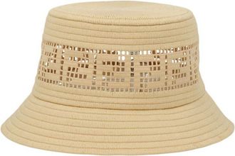 Fendi Beige Perforated Logo Bucket Hat