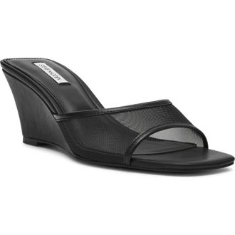 Steve Madden Seleste Wedge Slide Sandal in Black Mesh at Nordstrom, Size 9.5