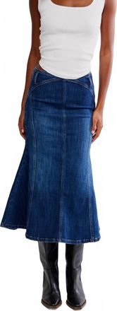 Free People Zia Midi Denim Skirt In Bad Habits