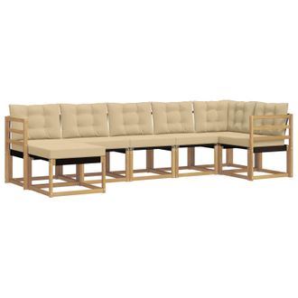 vidaXL Conjunto De Sof&aacute;s De Exterior Con Coj&iacute;n 7 Pcs Y Beige Vidaxl