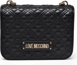 Love Moschino Black Quilted Compartmentalized Polyurethane Shoulder Bag