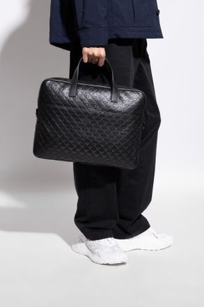 Emporio Armani Monogram Handheld Bag, Mens, Black