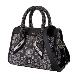 Amiri Womens Bandana Micro Triangle Purse - Amiri Leather Black Calfskin Bags Handbags-Purses