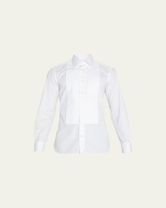 Tom Ford Mens Pleated Bib-Front Cotton Dress Shirt