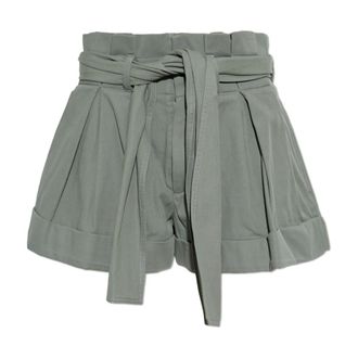 Balmain Short Shorts, female, Green, Size: M Cotton Gabardine High-Waisted Shorts