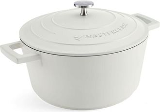 MasterClass Cazuela Con Tapa, Mediana 4l/24 Cm, Aluminio Fundido Ligero, Apta Para Horno Y Placa De Inducci&oacute;n, Crema