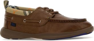 Burberry Mens Decker Boat Shoe Brown Leather Flats