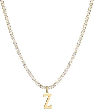 Adornia Adornia 14K Plated Diamond Initial Charm Necklace