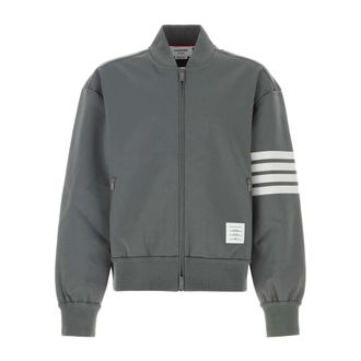 Thom Browne Bomber Jackets, male, Gray, Size: S 3M Reflective 4-Bar Tech Bomber