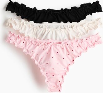 H&M 3er-Pack Tangas mit Overlockdetail - Pink