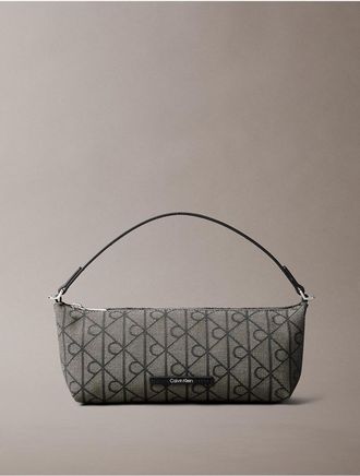Calvin Klein Womens Allover Emblem Logo Canvas Shoulder Bag - Open Misc