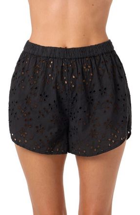 O'Neill Pam Cotton Eyelet Cover-Up Shorts in Black at Nordstrom, Size X-Small