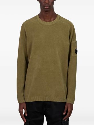 C.P. Company crew-neck sleeve-detail sweater - men - Fabric - M - Green