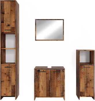 Vicco Conjunto De Muebles De Ba&ntilde;o Kiko, Roble R&uacute;stico, 4 Partes
