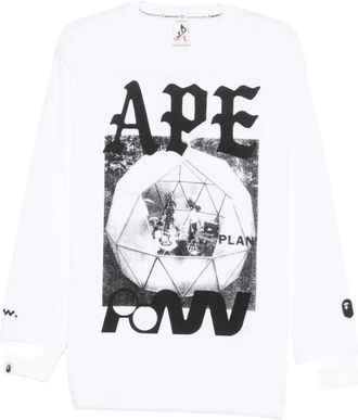 A Bathing Ape Long Sleeve Tops, male, White, Size: XL Sweatshirt