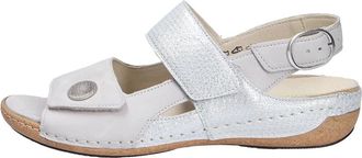 Waldl&auml;ufer Comfortabele damessandaal met zacht nubuckleer - Dames - Sandalen - Grijs - 42 EU - Leer - Schoenen