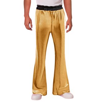 Generic Mens High Waisted Flare Disco Pants Shiny Stretchy Fabric for Retro Party Night Out and Daily Comfortable Wear 1980s Fancy Dress Men Christmas Cowboy 