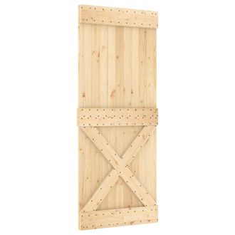 vidaXL Puerta Corredera Narvik 85 X 210 Cm (152,5 Cm) Natural Y Negro Vidaxl