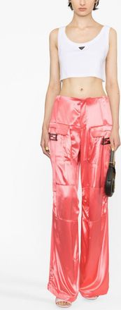 Fendi Womens Viscose Pink Trousers - Coral - Size EU 38 (Womens)