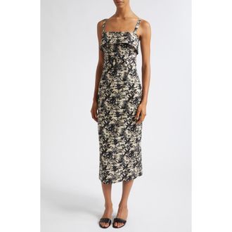 Toccin Theodora Belted Midi Dress in Jet/natural at Nordstrom, Size 6