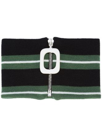 J.W.Anderson striped neckband - men - Lambs Wool - One Size - Green