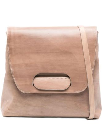 Cecchi De Rossi leather flap-detail shoulder bag - unisex - Horse Leather - One Size - Neutrals