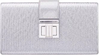 Nina Presly Faux Leather Clutch in Antique Silver at Nordstrom