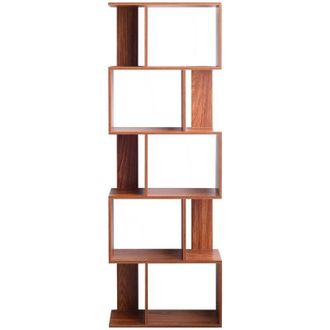 Mobili Rebecca Rebecca Mobili Libreria Scaffale 5 Ripiani Marrone Noce Mdf Ufficio 169x60x24