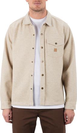 Hurley Santa Cruz Seaside Solid Flannel Button-Up Shirt Jacket in Bone at Nordstrom, Size Xx-Large