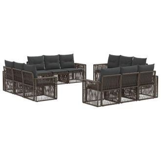 vidaXL Conjunto De Sof&aacute;s De Jard&iacute;n 12 Pcs Gris Y Gris Oscuro Vidaxl